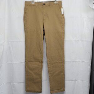 Amazon Essentials Athletic Pants Khaki 32 X 33 Stretch Straight Leg Brown